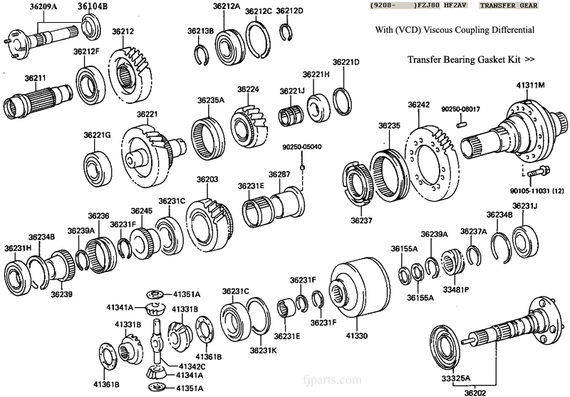 FJ40 FJ55 FJ60 FJ62 FJ80 Transfer Gear Illustration Diagram