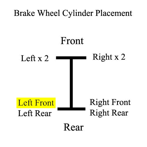 Wheel Cylinder Placement, Rear - Left Front, 72-80 FJ40, BJ40